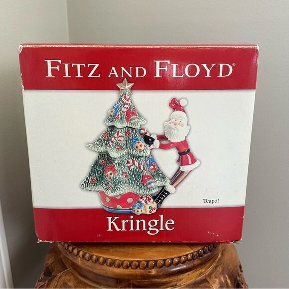 Fitz & Floyd Classic Kringle Teapot Tree & Skinny Santa In Original Box Decor - Picture 1 of 10